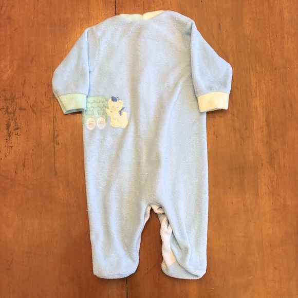 Vintage Little Me Pastel Pastel Terry Train Sleeper Footie Pajamas Size 6 Months - Picture 5 of 5